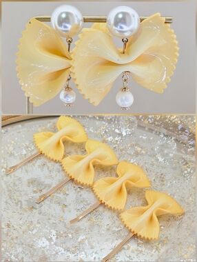 BUNDLE Chefanie Swinging Farfalle Bowtie Pasta & Farfalle Barettes Hair Pins New
